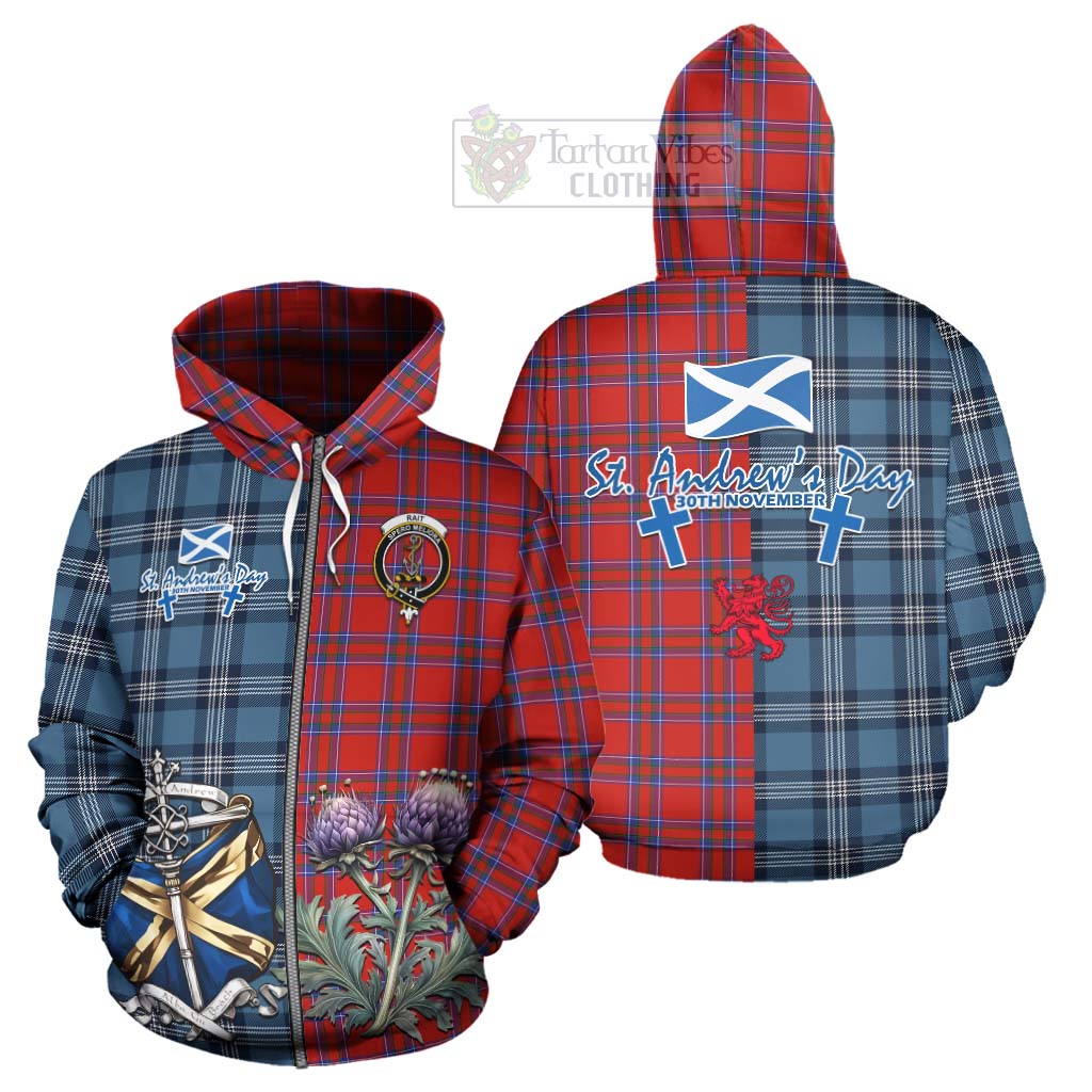 Tartan Vibes Clothing Rait Tartan Hoodie Happy St. Andrew's Day Half Tartan Style