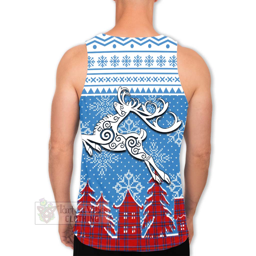 Tartan Vibes Clothing Rait Clan Christmas Men's Tank Top Celtic Reindeer Style