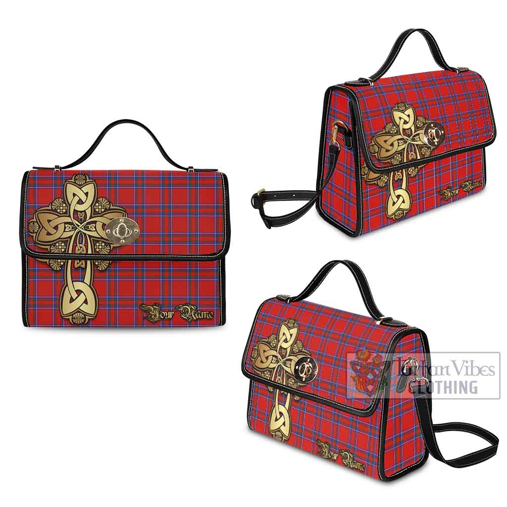 Tartan Vibes Clothing Rait Tartan Waterproof Canvas Bag Golden Thistle Celtic Cross Style