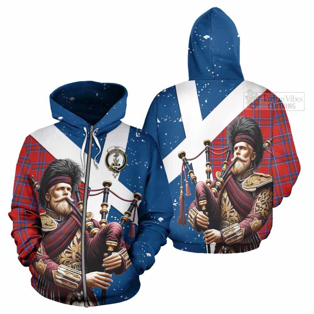 Tartan Vibes Clothing Rait Tartan Hoodie with Family Crest Scottish Bagpiper Vibes