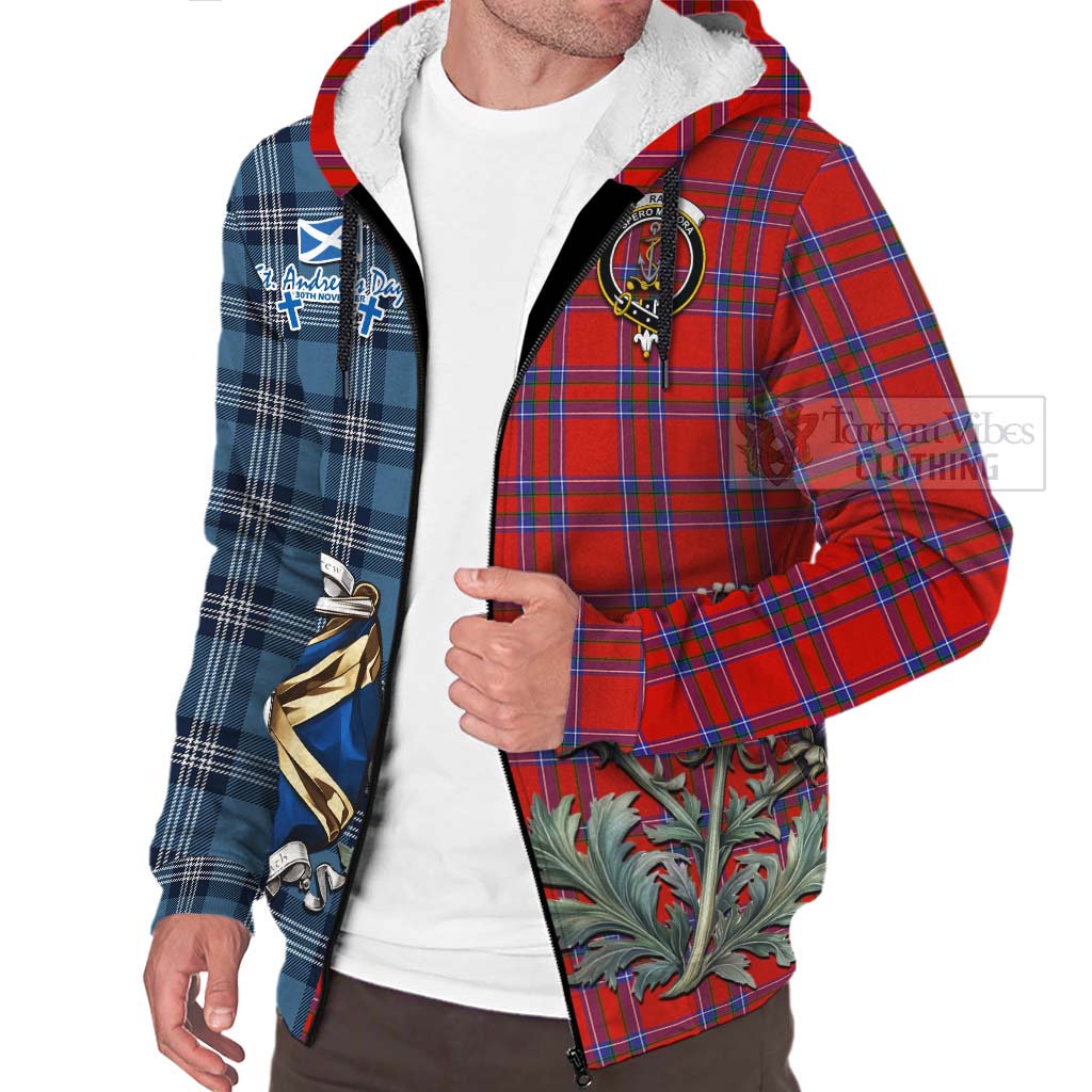 Tartan Vibes Clothing Rait Tartan Sherpa Hoodie Happy St. Andrew's Day Half Tartan Style