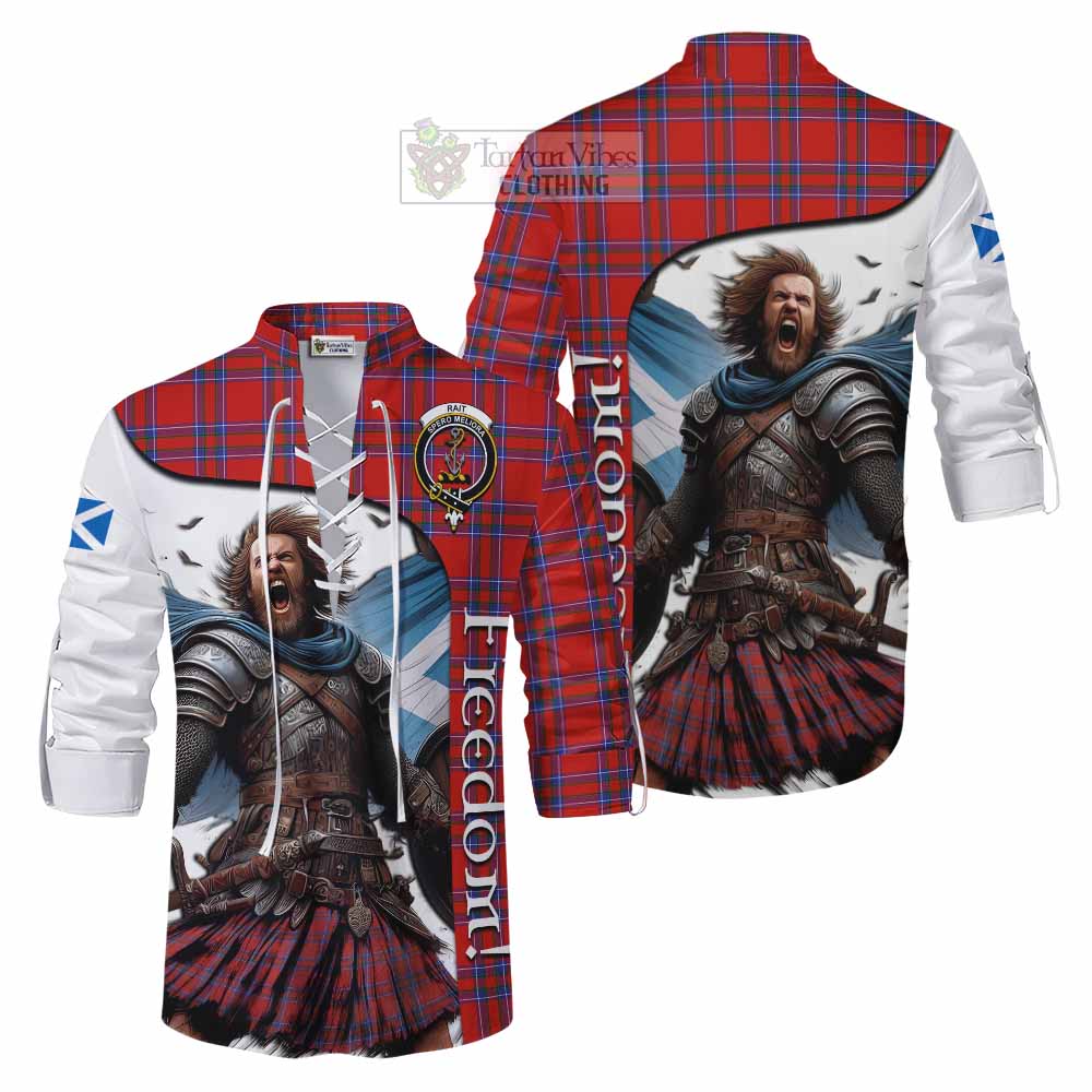 Tartan Vibes Clothing Rait Crest Tartan Ghillie Kilt Shirt Inspired by the Freedom of Scottish Warrior