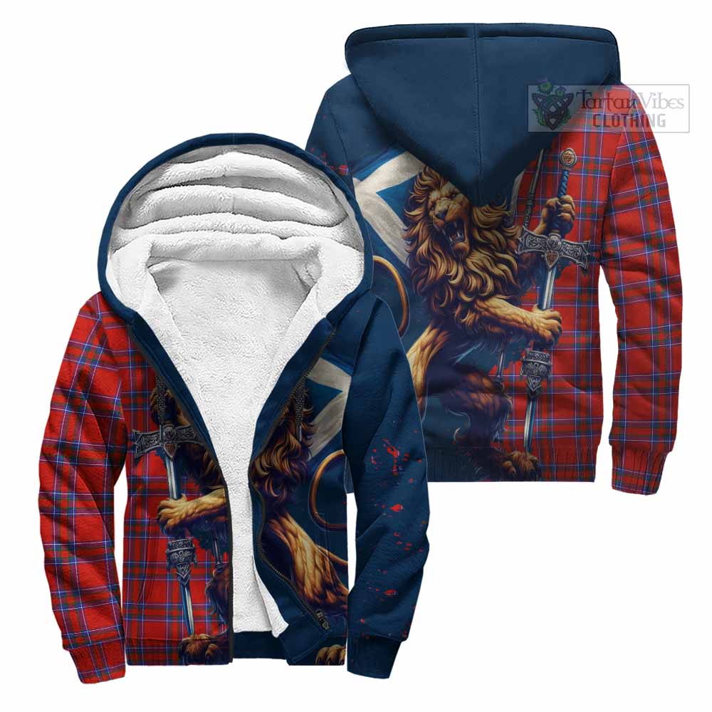 Tartan Vibes Clothing Rait Tartan Family Crest Sherpa Hoodie with Scottish Majestic Lion