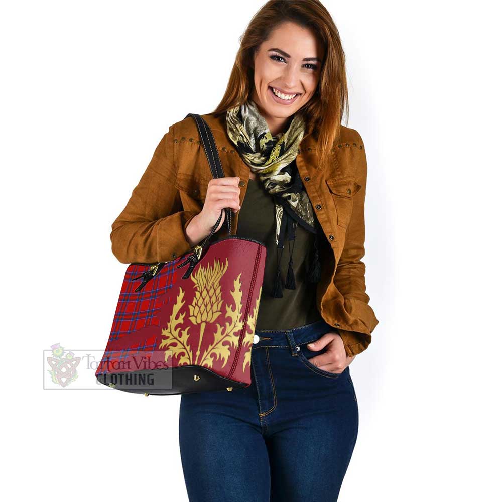 Rait Tartan Leather Tote Bag Gold Thistle Style - Tartan Vibes Clothing