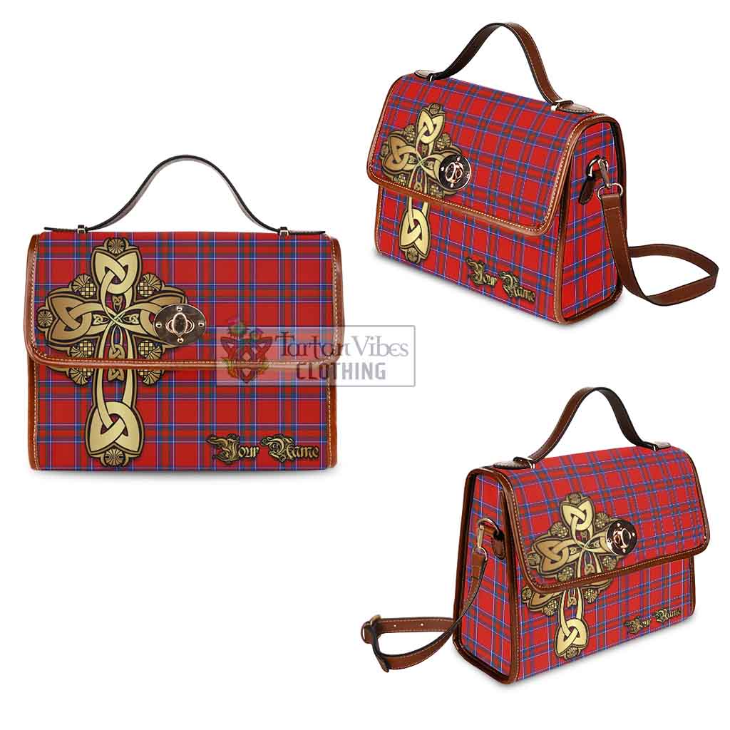 Tartan Vibes Clothing Rait Tartan Waterproof Canvas Bag Golden Thistle Celtic Cross Style