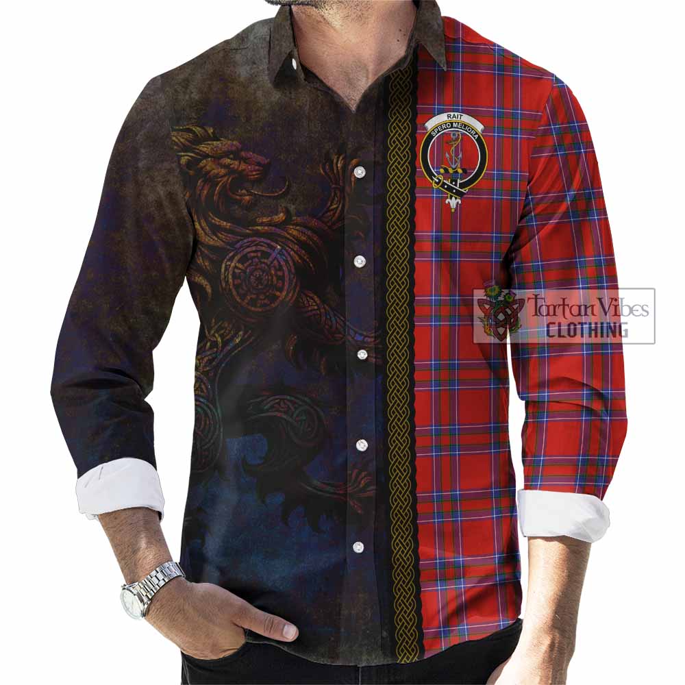 Rait Tartan Family Crest Long Sleeve Button Shirt Alba Gu Brath Be Brave Lion Ancient Style - Tartan Vibes Clothing