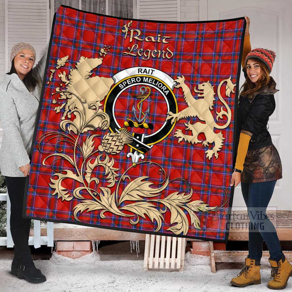 Tartan Vibes Clothing Rait Tartan Quilt with Family Crest and Scottish Symbol Style