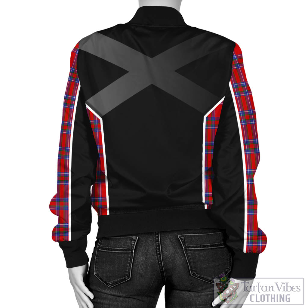 Tartan Vibes Clothing Rait Tartan Bomber Jacket with Family Crest and Scottish Thistle Vibes Sport Style