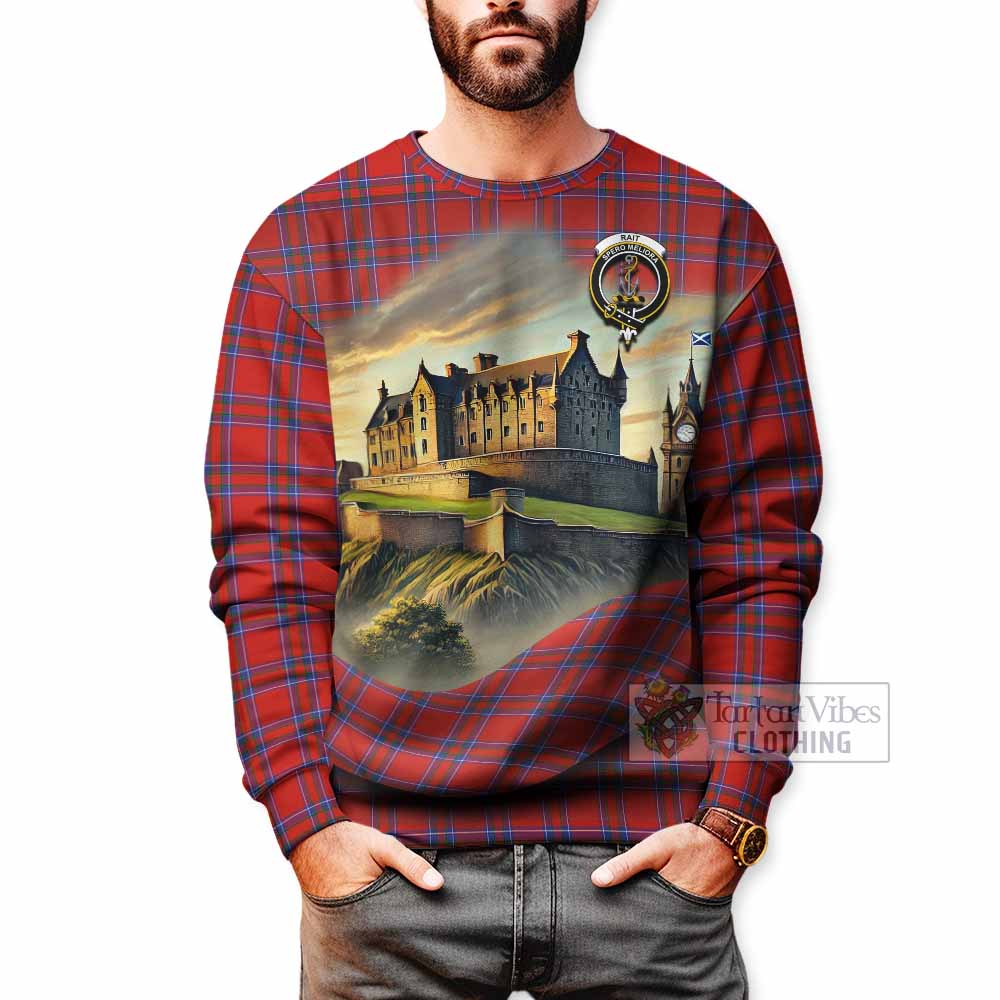 Rait Tartan Family Crest Sweatshirt with Scottish Ancient Castle Style - Tartan Vibes Clothing