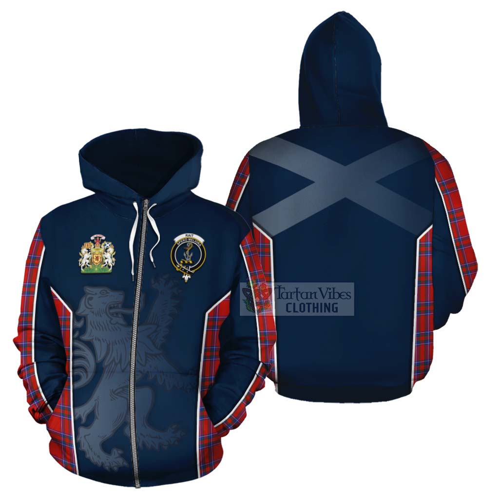 Tartan Vibes Clothing Rait Tartan Cotton Hoodie with Family Crest and Lion Rampant Vibes Sport Style