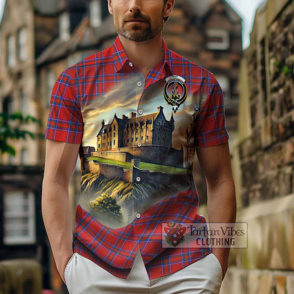 Rait Tartan Family Crest Hawaiian Shirt with Scottish Ancient Castle Style - Tartan Vibes Clothing