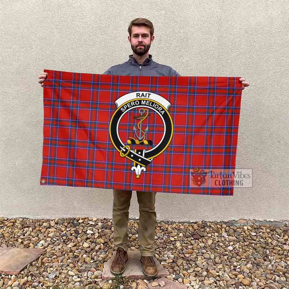 Tartan Vibes Clothing Rait Tartan House Flag with Family Crest