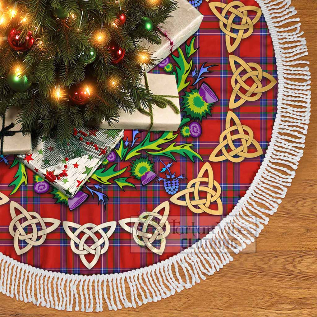 Tartan Vibes Clothing Rait Tartan Christmas Tree Skirt with Thistle Celtic Knot Style