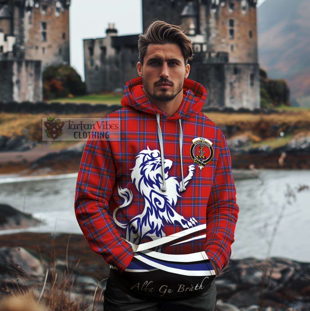 Tartan Vibes Clothing Rait Tartan Cotton Hoodie with Alba Gu Brath Regal Lion Emblem