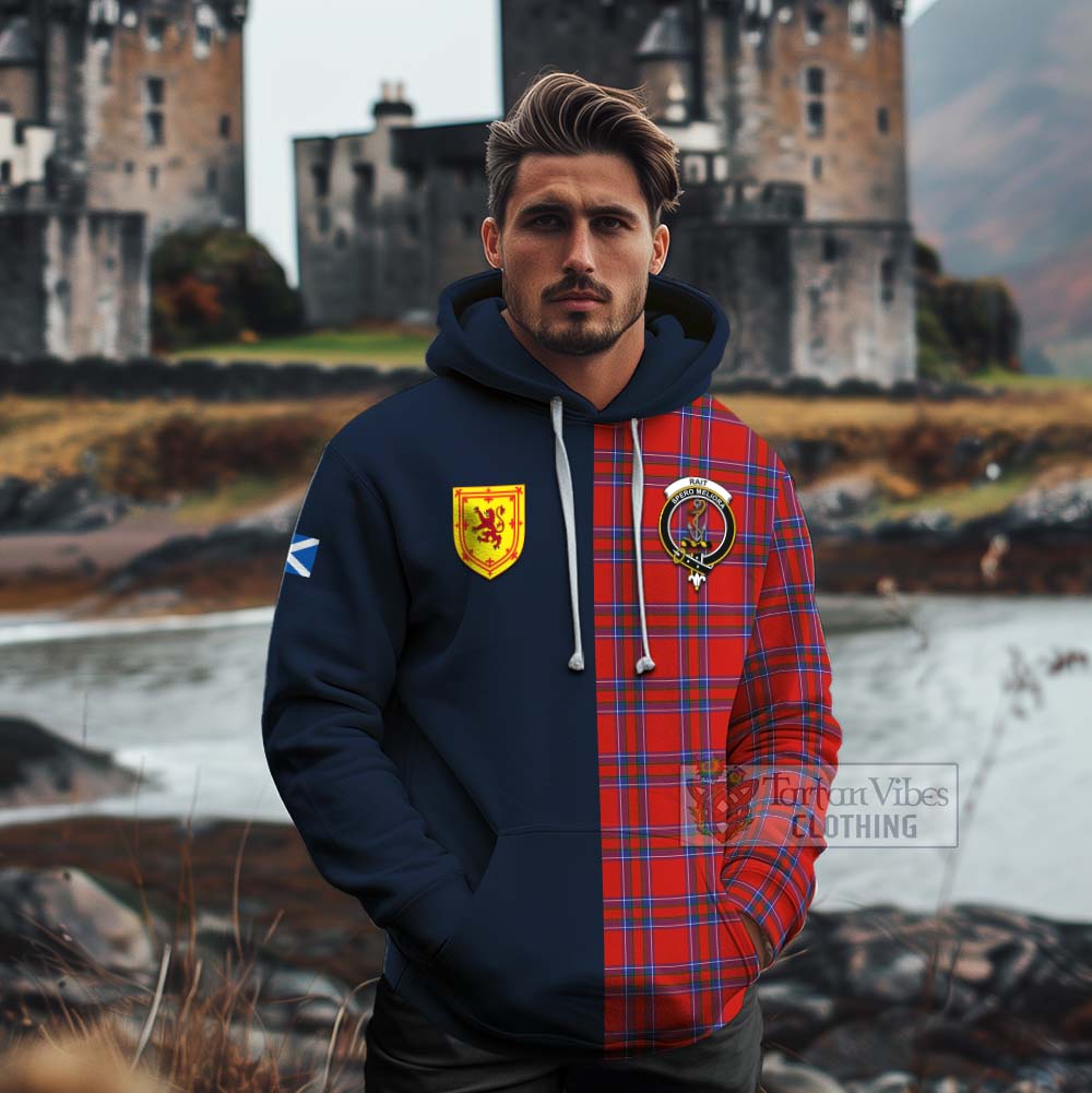 Tartan Vibes Clothing Rait Tartan Cotton Hoodie Alba with Scottish Lion Royal Arm Half Style