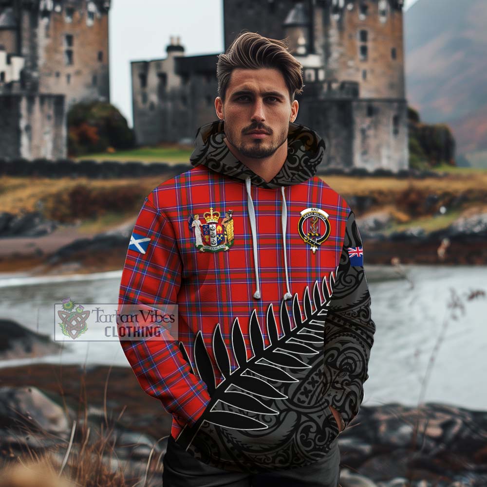 Tartan Vibes Clothing Rait Crest Tartan Cotton Hoodie with New Zealand Silver Fern Half Style