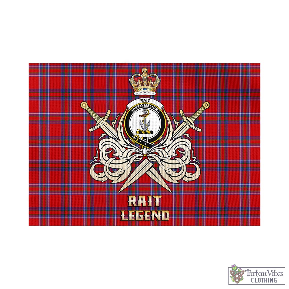 Tartan Vibes Clothing Rait Tartan Flag with Clan Crest and the Golden Sword of Courageous Legacy