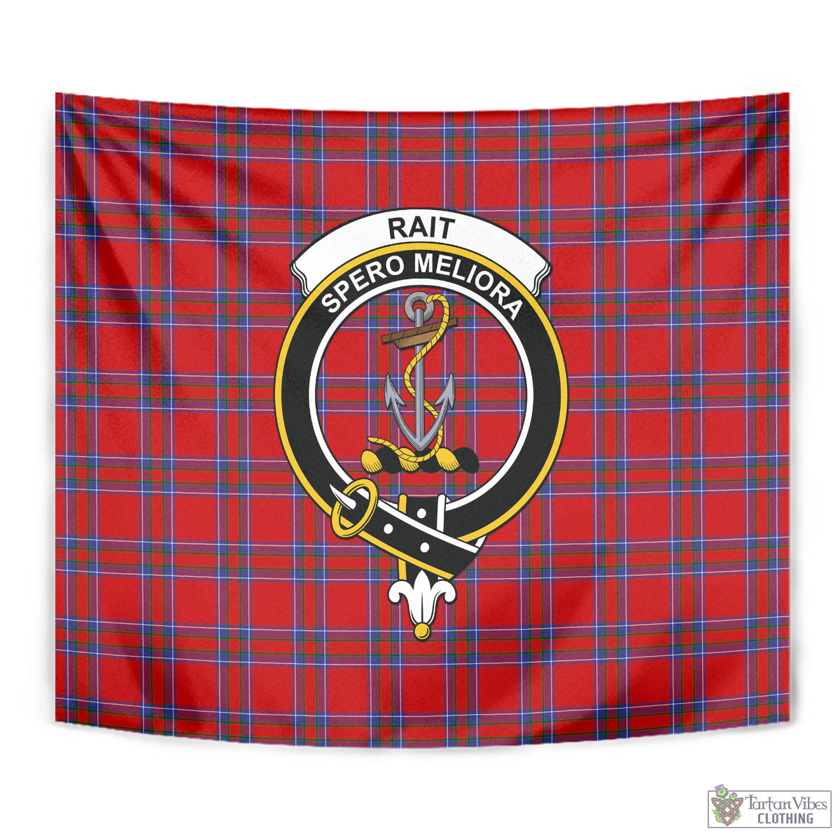 Tartan Vibes Clothing Rait Tartan Tapestry Wall Hanging and Home Decor for Room with Family Crest