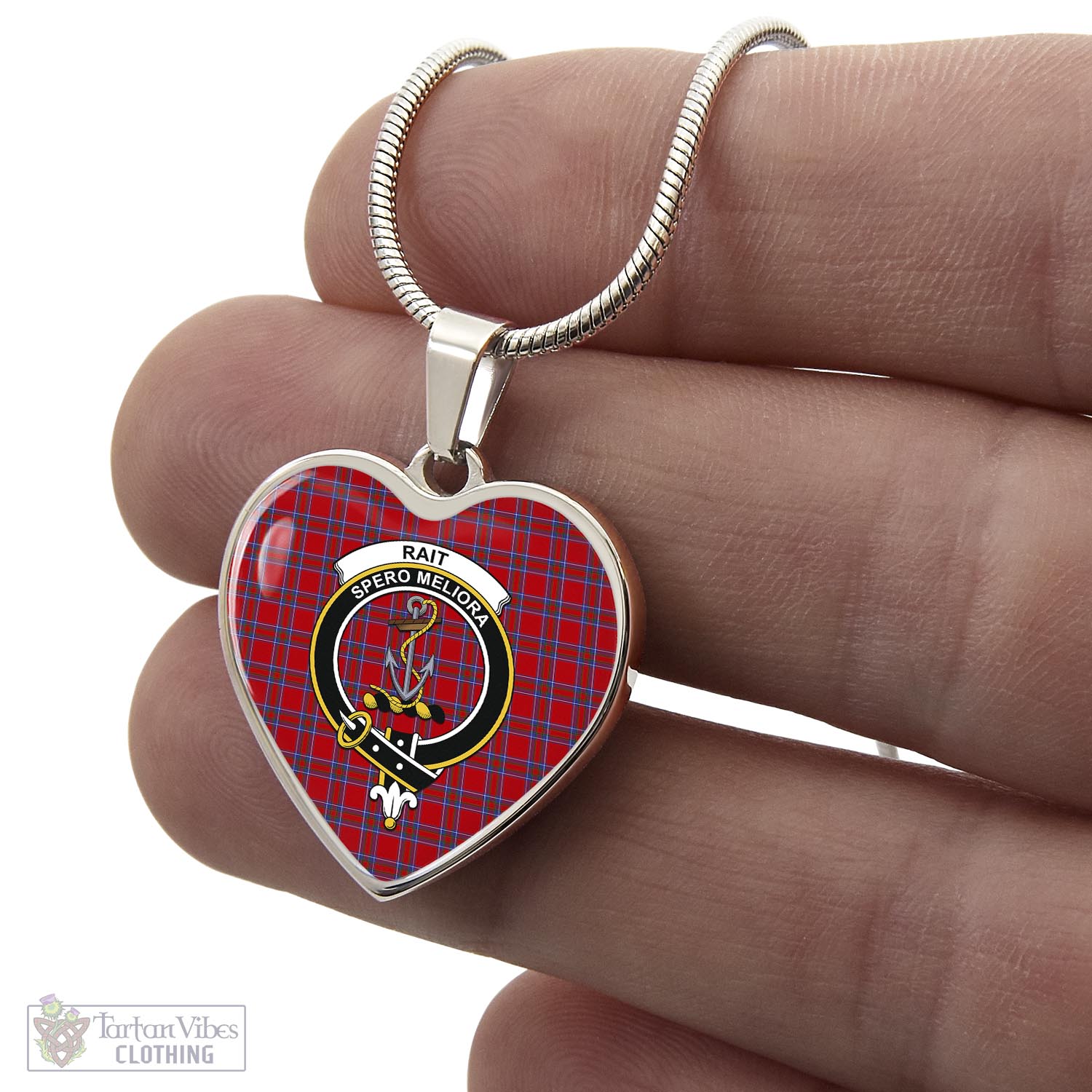 Tartan Vibes Clothing Rait Tartan Heart Necklace with Family Crest