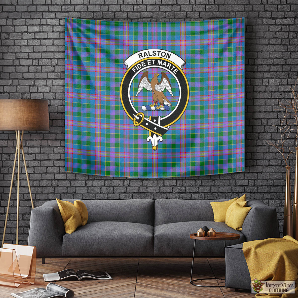 Tartan Vibes Clothing Ralston Tartan Tapestry Wall Hanging and Home Decor for Room with Family Crest