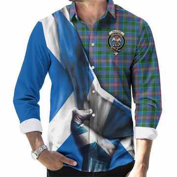 Ralston Tartan Long Sleeve Button Shirt with Family Crest Scotland Patriotic Style