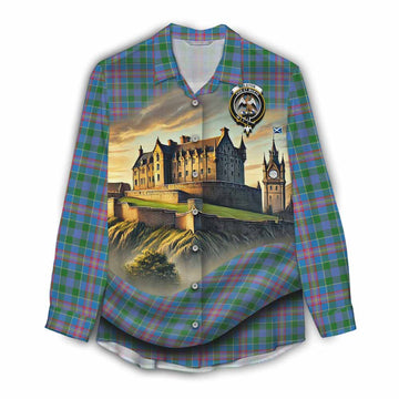 Ralston Tartan Family Crest Women's Casual Shirt with Scottish Ancient Castle Style Female - Tartan Vibes Clothing