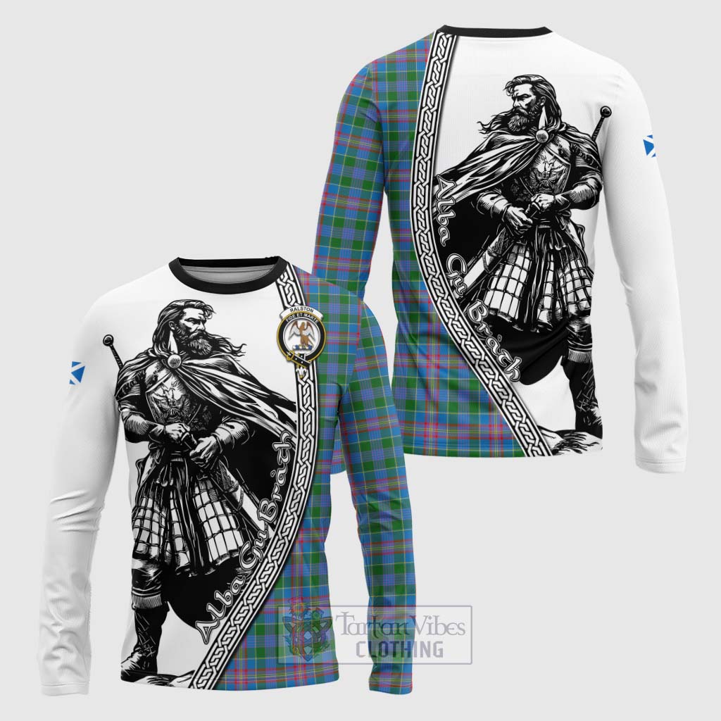 Tartan Vibes Clothing Ralston Tartan Clan Crest Long Sleeve T-Shirt with Highlander Warrior Celtic Style