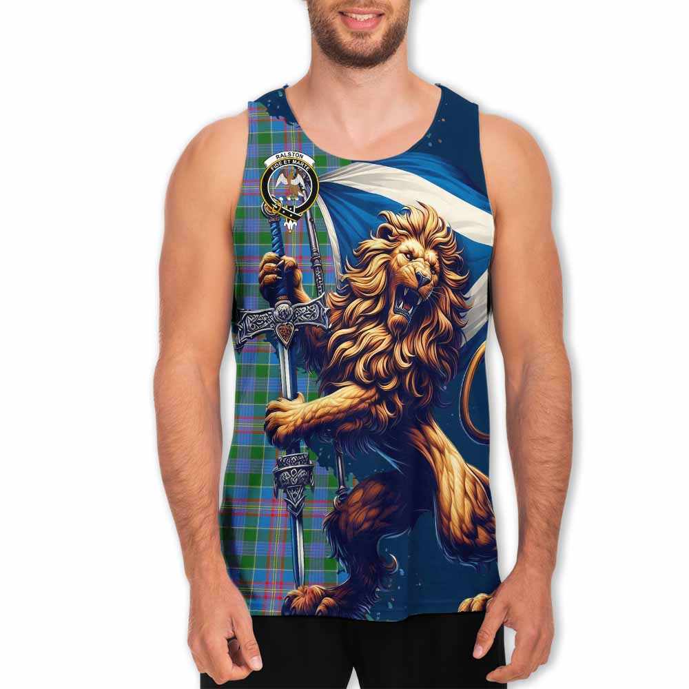 Tartan Vibes Clothing Ralston Tartan Family Crest Men's Tank Top with Scottish Majestic Lion