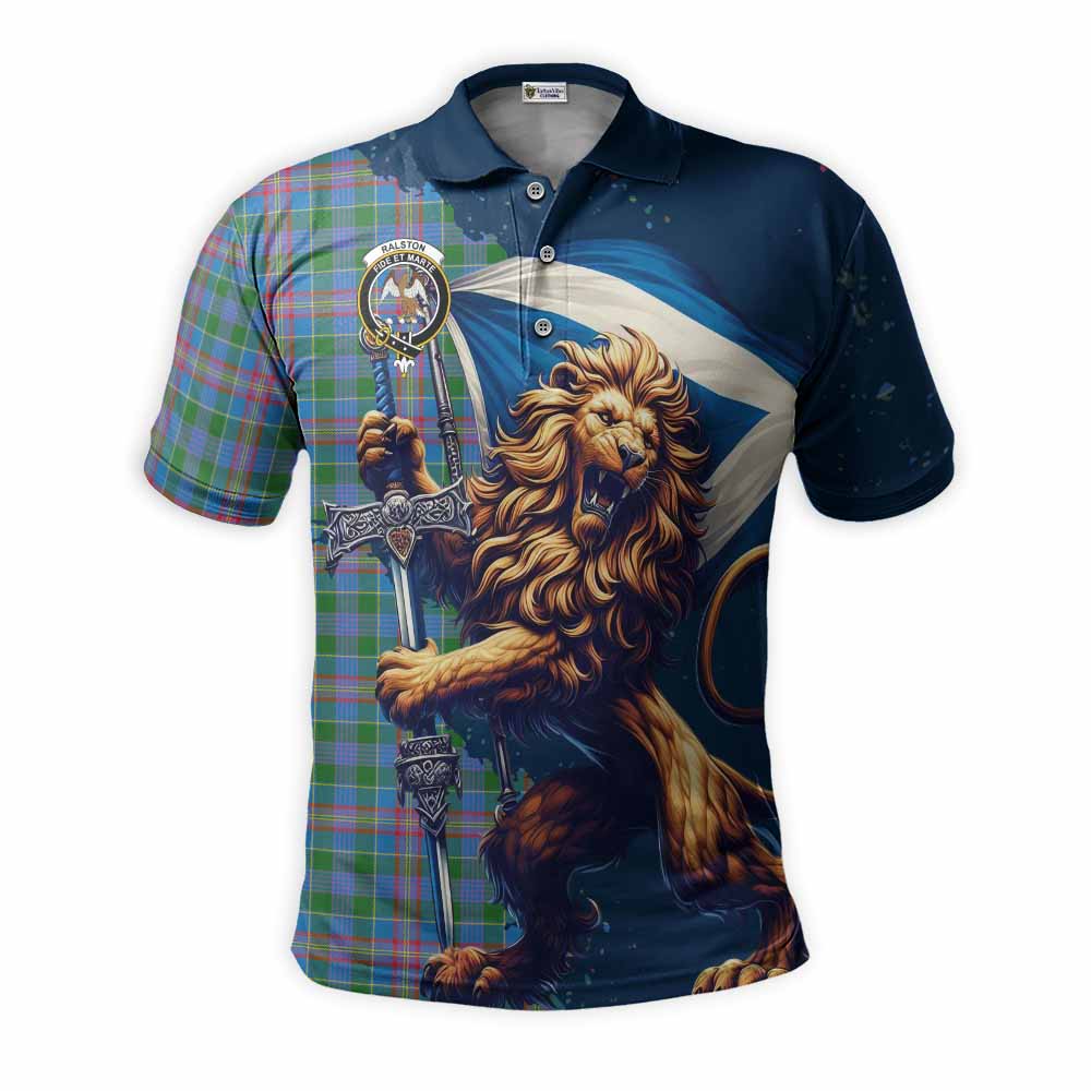 Tartan Vibes Clothing Ralston Tartan Family Crest Men's Polo Shirt with Scottish Majestic Lion