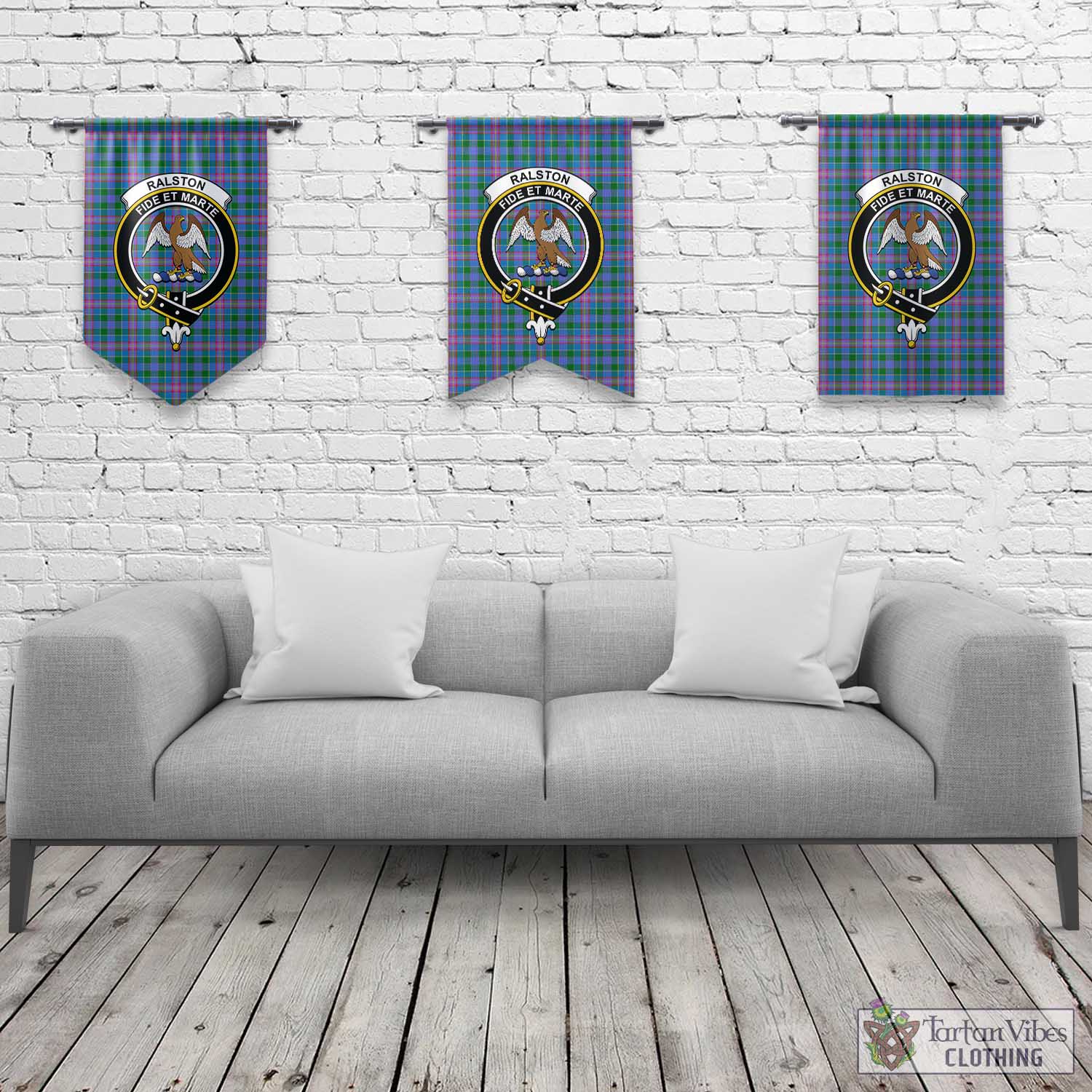 Tartan Vibes Clothing Ralston Tartan Gonfalon, Tartan Banner with Family Crest