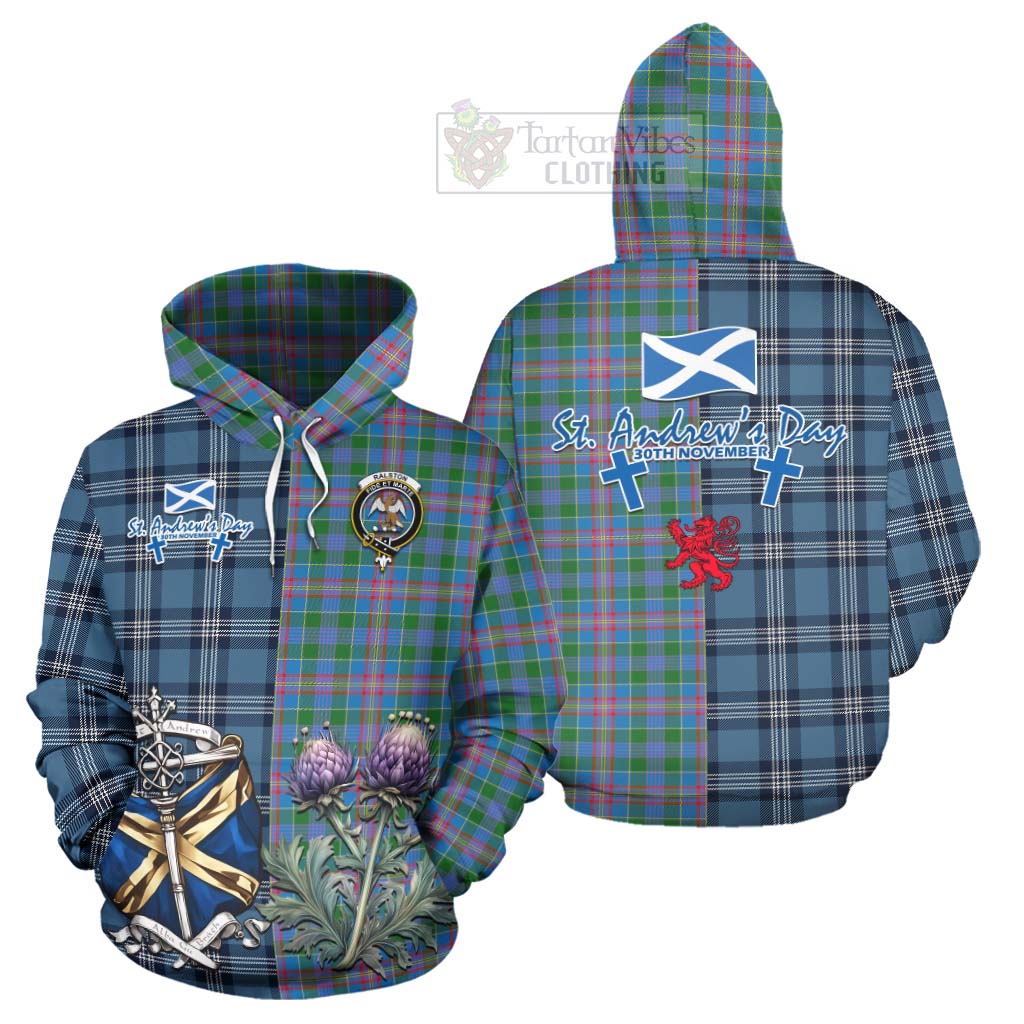 Tartan Vibes Clothing Ralston Tartan Hoodie Happy St. Andrew's Day Half Tartan Style