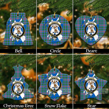 Ralston Tartan Christmas Ceramic Ornaments with Family Crest and Scotland Map