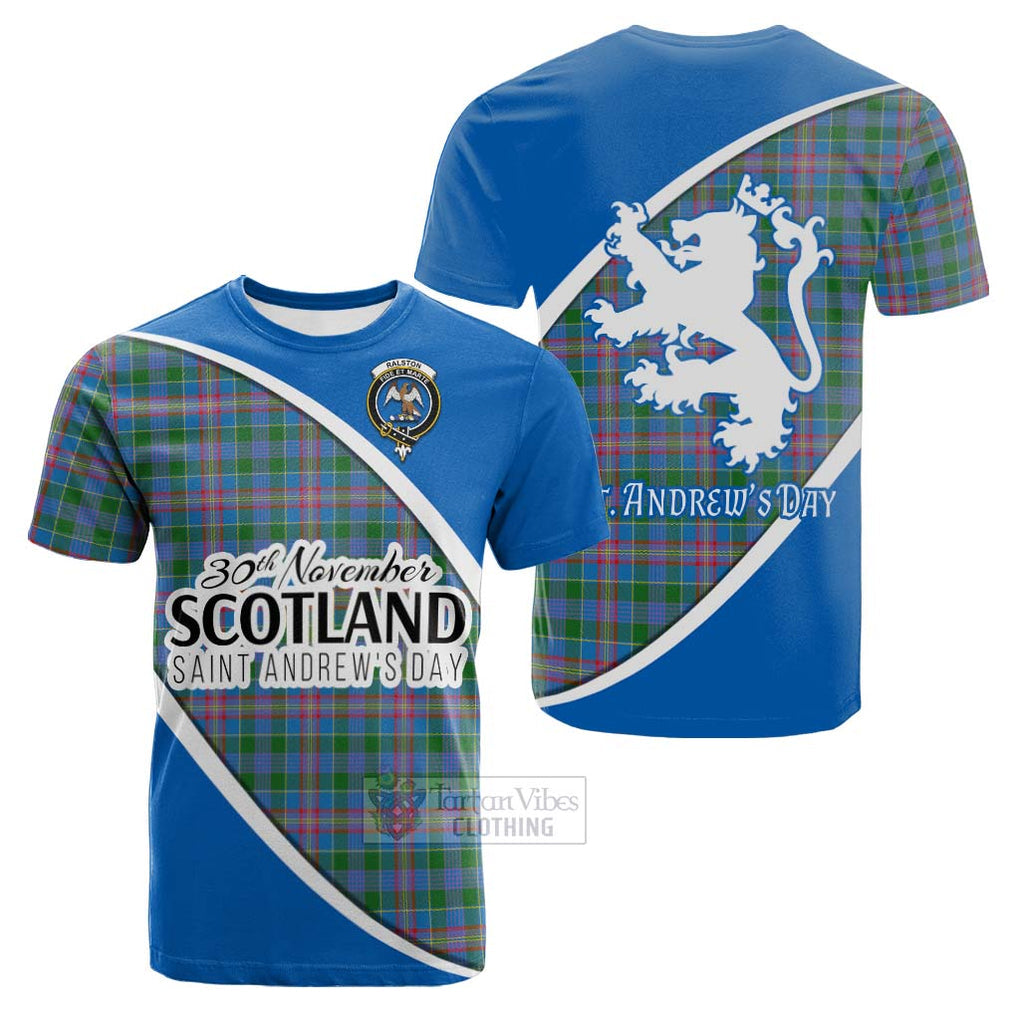 Tartan Vibes Clothing Ralston Family Crest Tartan Cotton T-shirt Celebrate Saint Andrew's Day in Style