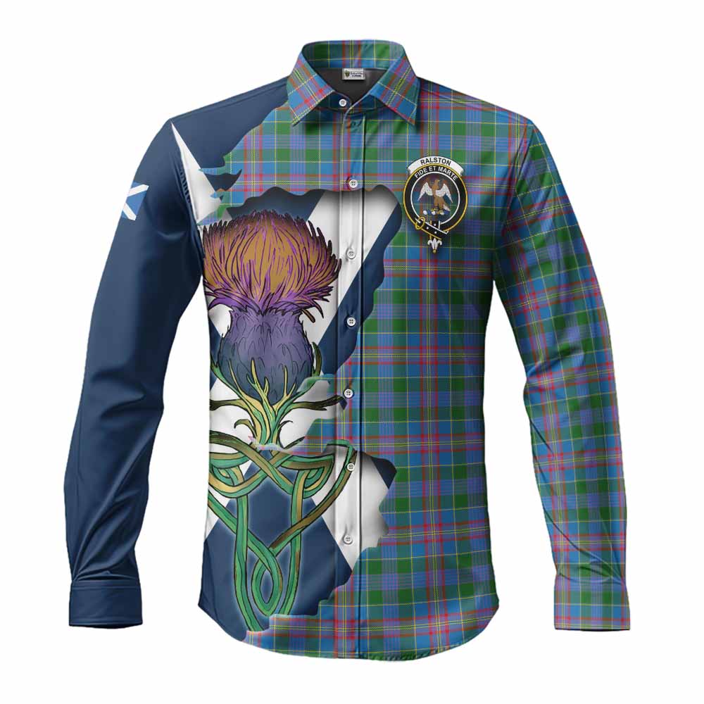 Ralston Tartan Family Crest Long Sleeve Button Shirt Scottish Thistle Celtic Inspired Men's Shirt S - Tartan Vibes Clothing