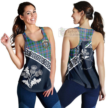 Ralston Tartan Women's Racerback Tanks Featuring Thistle and Scotland Map