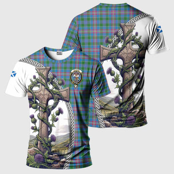 Ralston Tartan T-Shirt with Family Crest and St. Andrew's Cross Accented by Thistle Vines