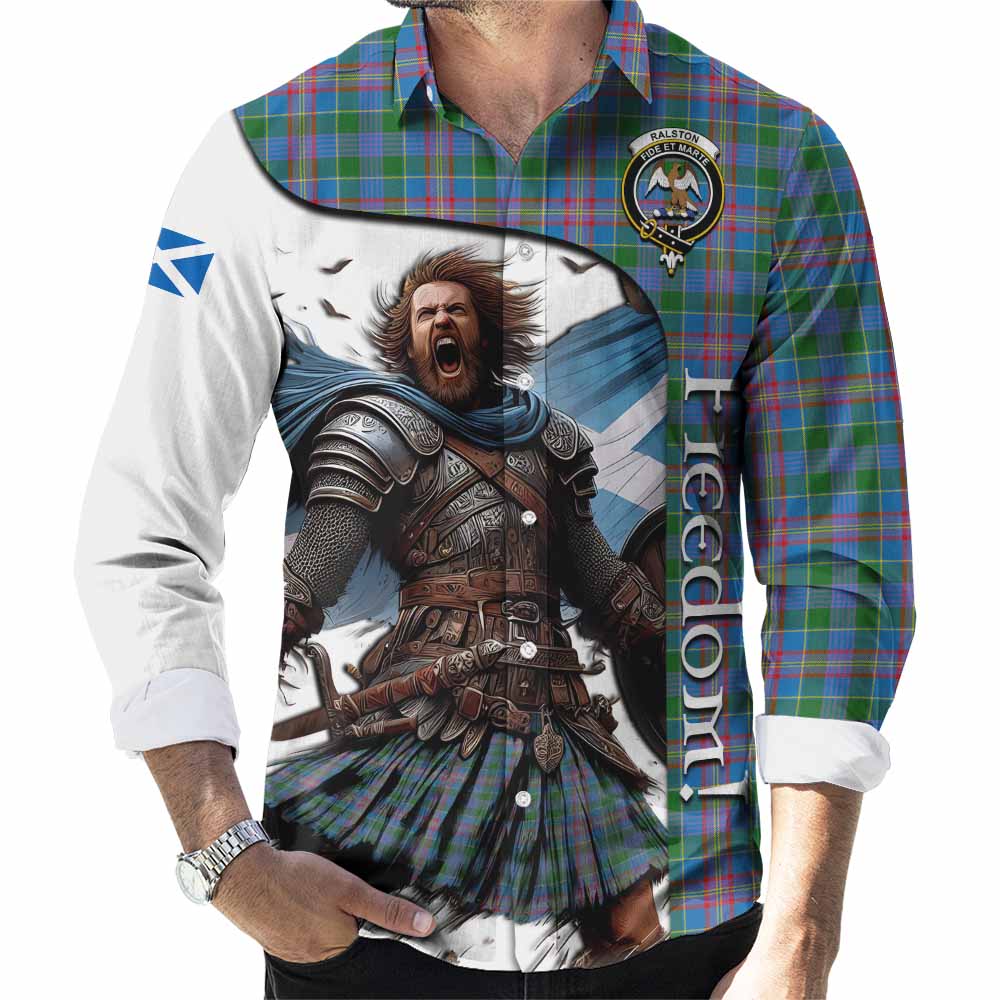 Tartan Vibes Clothing Ralston Crest Tartan Long Sleeve Button Shirt Inspired by the Freedom of Scottish Warrior