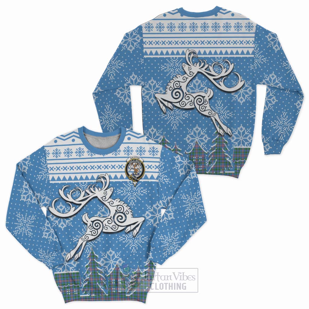 Tartan Vibes Clothing Ralston Clan Christmas Sweatshirt Celtic Reindeer Style