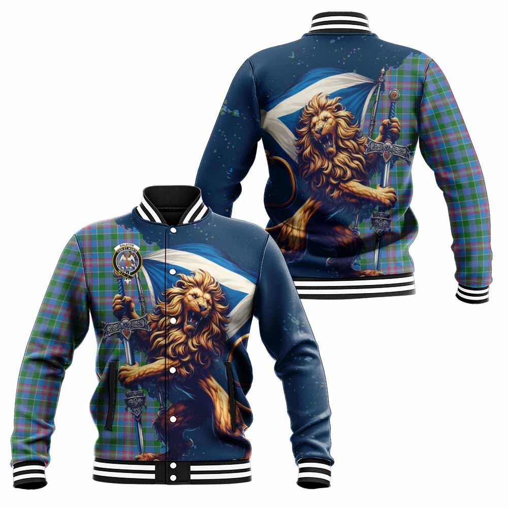 Tartan Vibes Clothing Ralston Tartan Family Crest Baseball Jacket with Scottish Majestic Lion