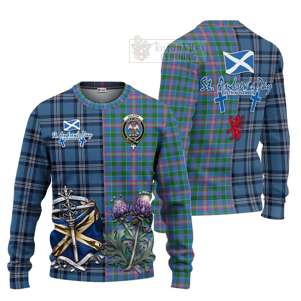 Tartan Vibes Clothing Ralston Tartan Knitted Sweater Happy St. Andrew's Day Half Tartan Style