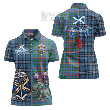 Ralston Tartan Women's Polo Shirt Happy St. Andrew's Day Half Tartan Style