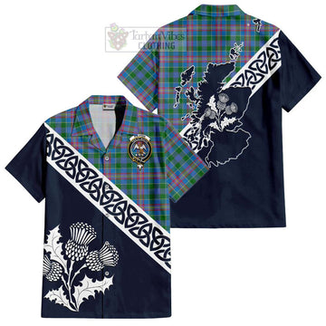 Ralston Tartan Short Sleeve Button Shirt Featuring Thistle and Scotland Map