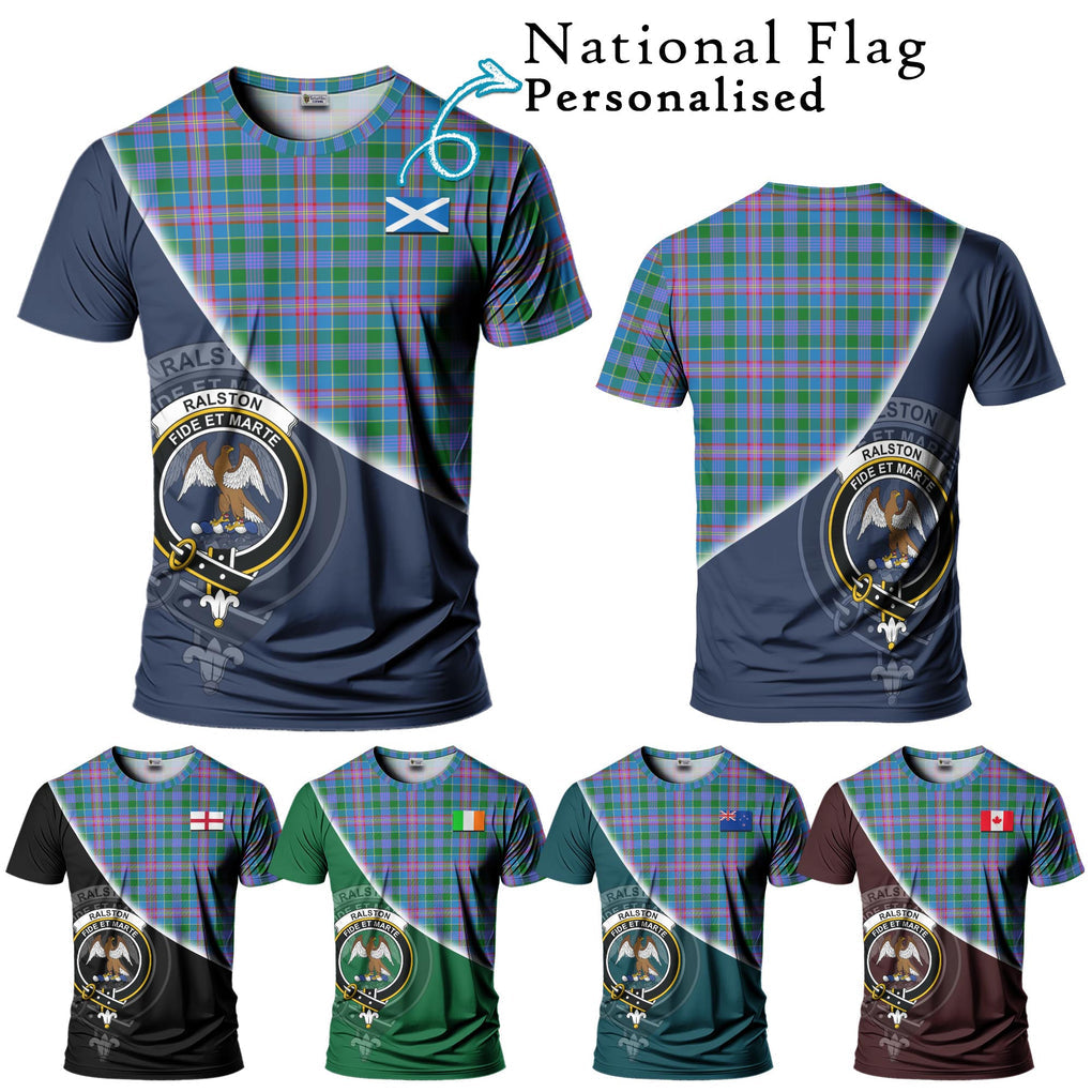 Ralston Tartan T-Shirt with Personalised National Flag and Family Crest Half Style Kid's Shirt - Tartanvibesclothing Shop