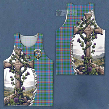 Ralston Tartan Men's Tank Top with Family Crest and St. Andrew's Cross Accented by Thistle Vines