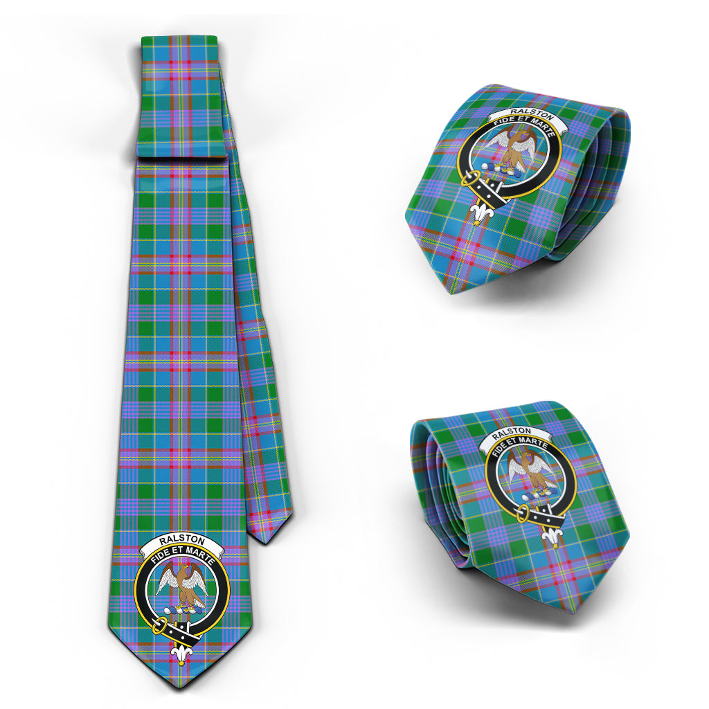 Ralston Tartan Classic Necktie with Family Crest Necktie One Size - Tartan Vibes Clothing