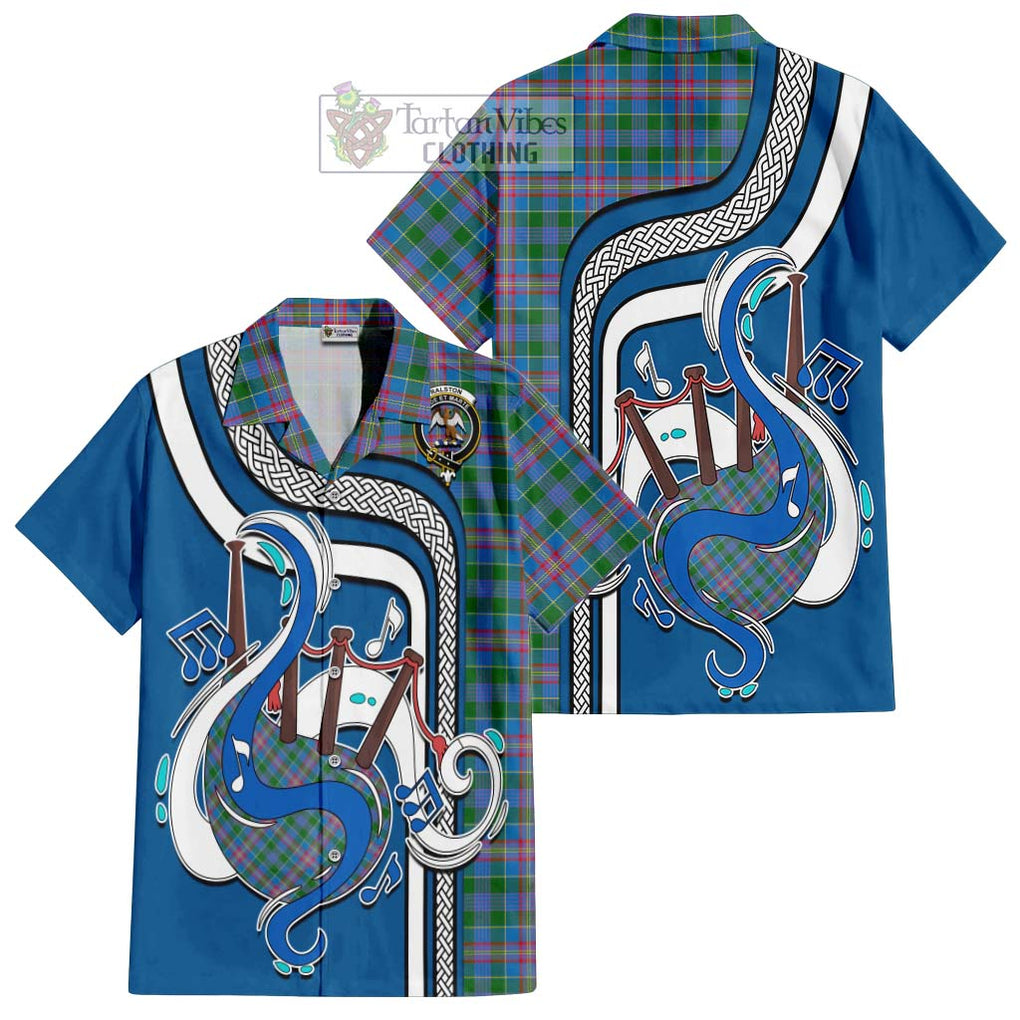 Ralston Tartan Short Sleeve Button Shirt with Epic Bagpipe Style Kid - Tartanvibesclothing Shop