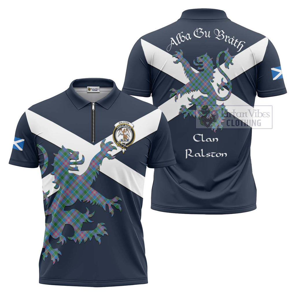 Tartan Vibes Clothing Ralston Tartan Lion Rampant Zipper Polo Shirt – Proudly Display Your Heritage with Alba Gu Brath and Clan Name