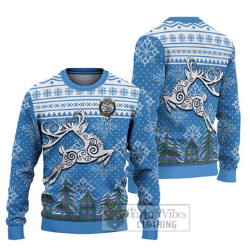 Ralston Clan Christmas Ugly Sweater with Tartan and Celtic Reindeer Style