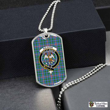 Ralston Tartan Dog Tag Necklace with Family Crest