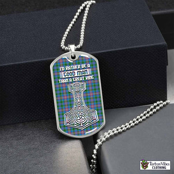 Ralston Tartan Dog Tag Necklace Viking Mjolnir Style